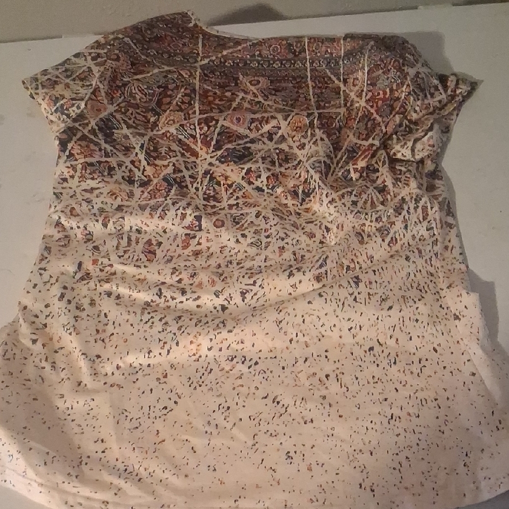 Noracora Floral Print Top in Cream and Black Size S Multicolor Lightweight Boho - Picture 5 of 5